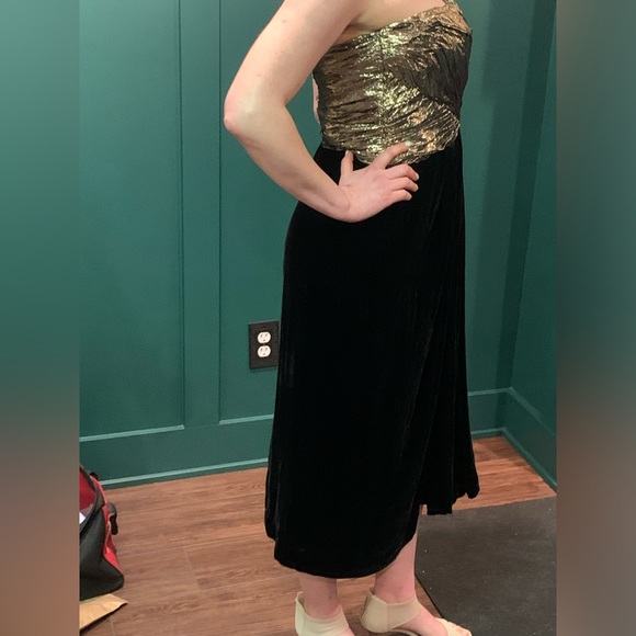 Albert Nipon Vintage 80s Metallic and Velvet Dress - Picture 5 of 8